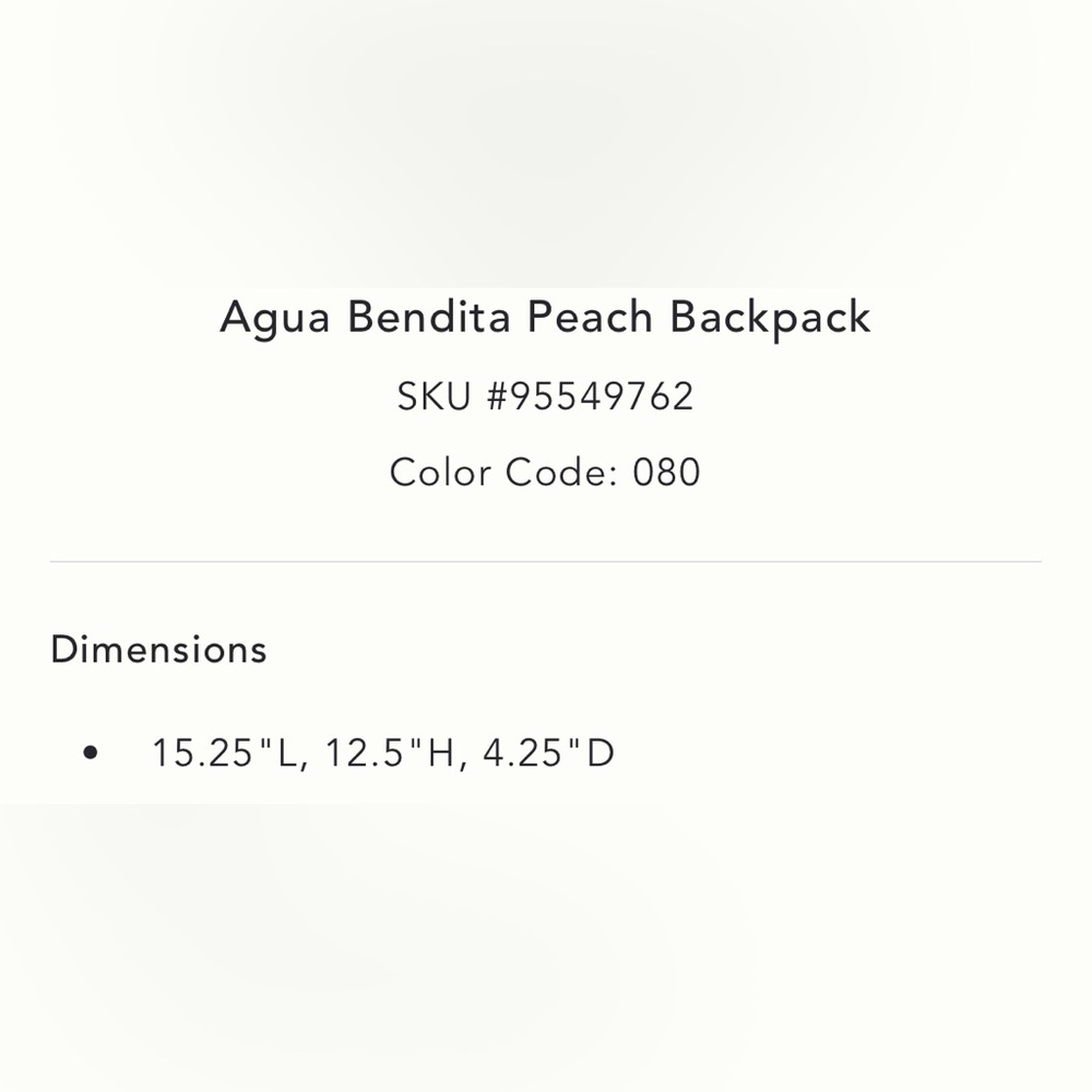 Agua Bendita Peach Backpack in Peach NEW - Picture 5 of 5